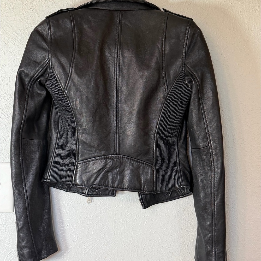 Zara Trafaluc Genuine Leather Moto Motorcycle Zipper Jacket Sz XS - Picture 11 of 17